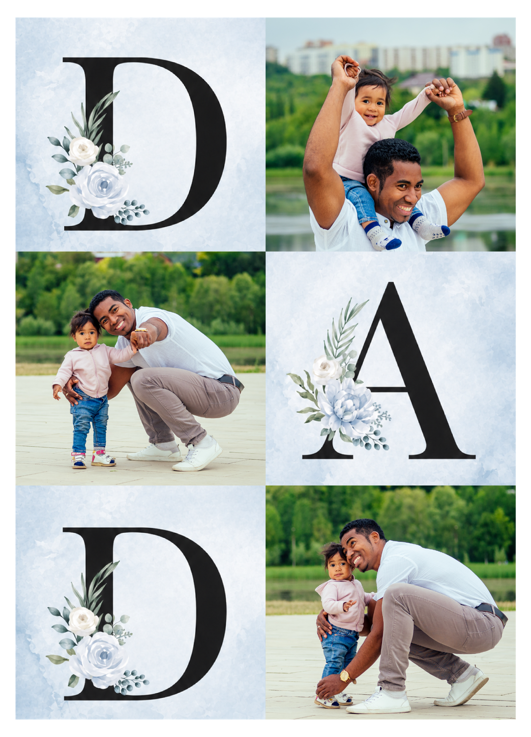 Floral DAD Letter Collage Photo Frame