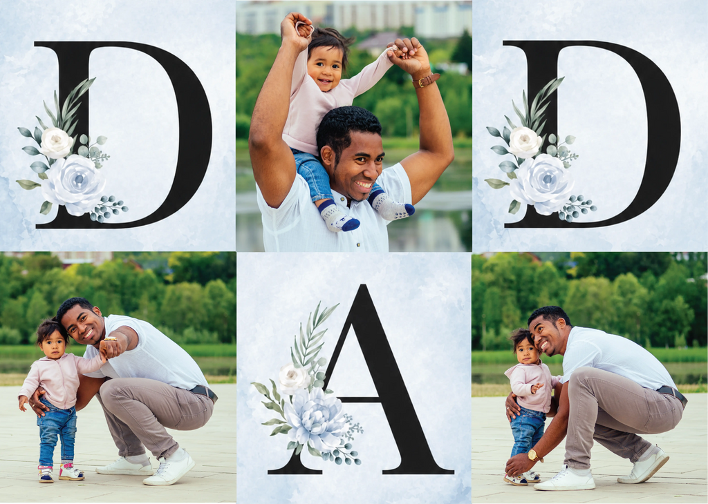 Floral DAD Letter Collage Photo Frame