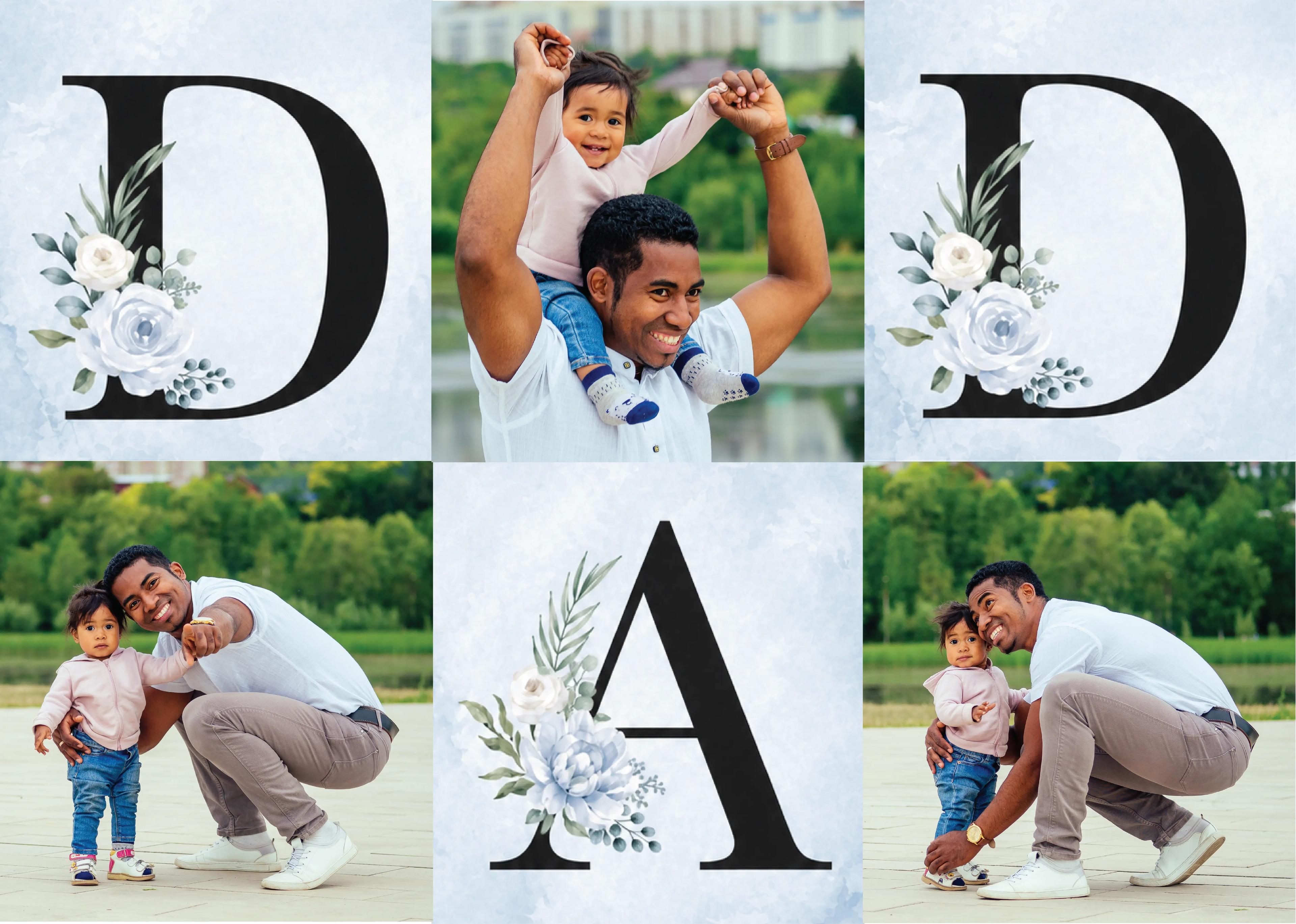 Floral DAD Letter Collage Photo Frame